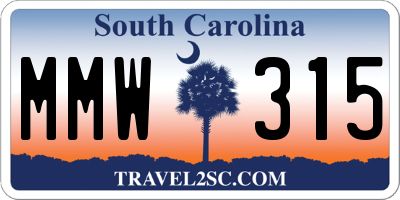SC license plate MMW315