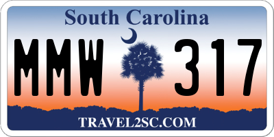 SC license plate MMW317