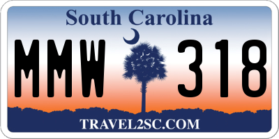 SC license plate MMW318