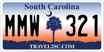 SC license plate MMW321
