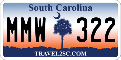 SC license plate MMW322
