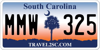 SC license plate MMW325