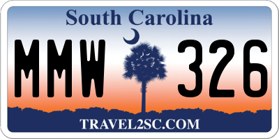 SC license plate MMW326