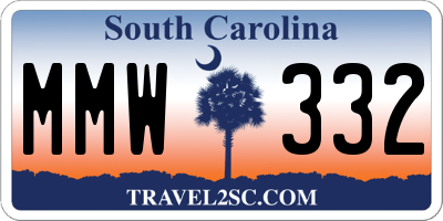 SC license plate MMW332