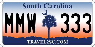 SC license plate MMW333