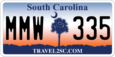SC license plate MMW335