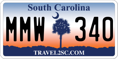 SC license plate MMW340