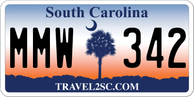 SC license plate MMW342