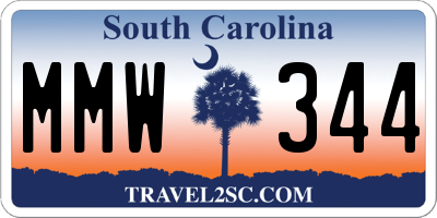 SC license plate MMW344