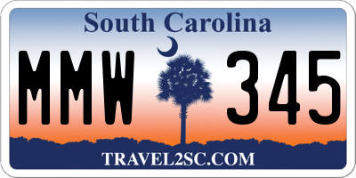 SC license plate MMW345