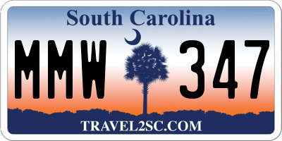 SC license plate MMW347