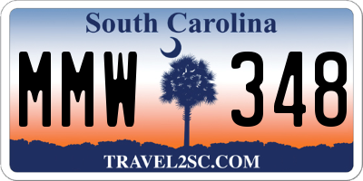 SC license plate MMW348