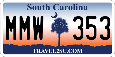 SC license plate MMW353