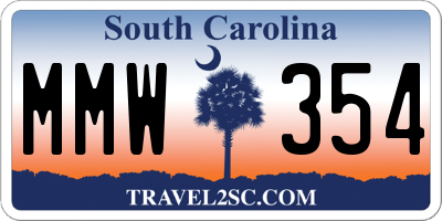 SC license plate MMW354