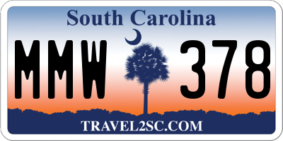SC license plate MMW378
