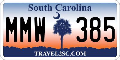 SC license plate MMW385