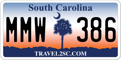 SC license plate MMW386