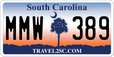 SC license plate MMW389