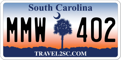 SC license plate MMW402