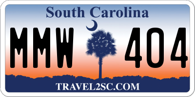 SC license plate MMW404
