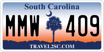 SC license plate MMW409
