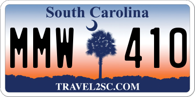 SC license plate MMW410