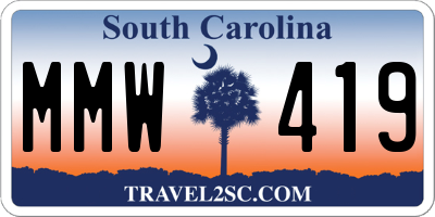 SC license plate MMW419