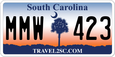 SC license plate MMW423