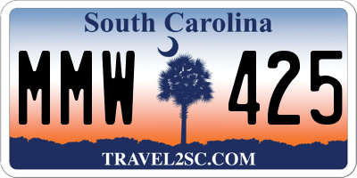 SC license plate MMW425