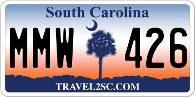 SC license plate MMW426