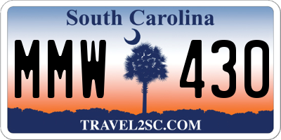 SC license plate MMW430