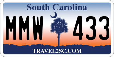 SC license plate MMW433