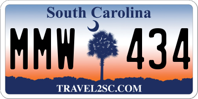 SC license plate MMW434