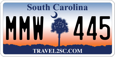 SC license plate MMW445