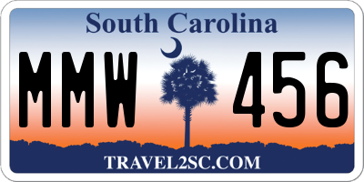 SC license plate MMW456