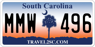 SC license plate MMW496