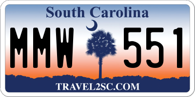SC license plate MMW551
