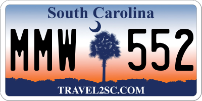 SC license plate MMW552