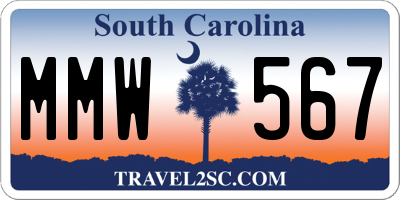 SC license plate MMW567
