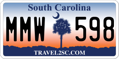 SC license plate MMW598