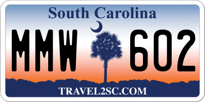 SC license plate MMW602