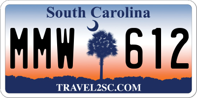 SC license plate MMW612