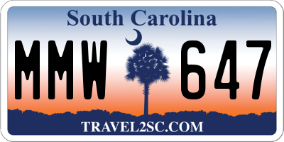 SC license plate MMW647