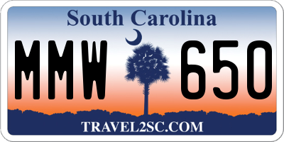 SC license plate MMW650