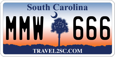 SC license plate MMW666