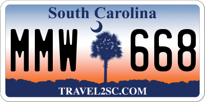 SC license plate MMW668