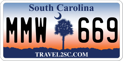 SC license plate MMW669