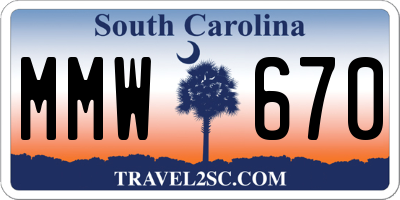 SC license plate MMW670