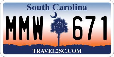SC license plate MMW671