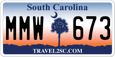 SC license plate MMW673